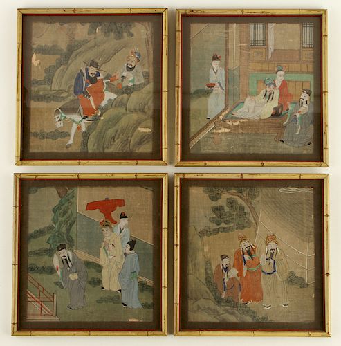 FOUR JAPANESE PAINTINGS ON SILK 38b329