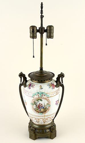 DRESDEN PORCELAIN BRASS TABLE LAMP