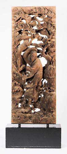 ANTIQUE CHINESE RELIEF WOOD CARVINGAntique