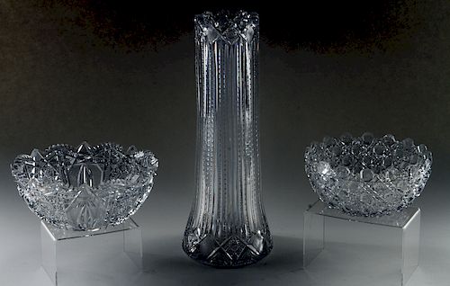 THREE CUT CRYSTAL TABLE ARTICLES