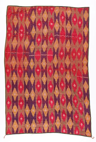 19TH C. UZBEK SILK IKAT PANEL: