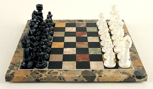 MARBLE BOARD CHESS SET 36 MARBLE 38b388