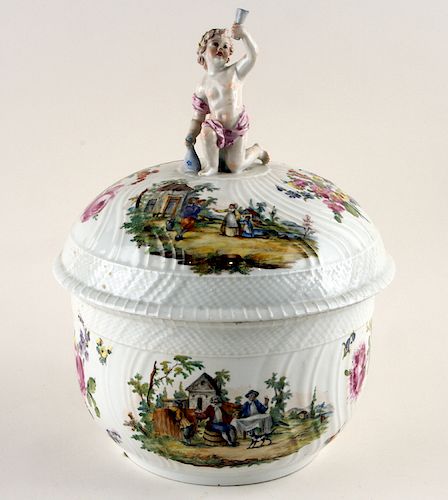 CONTINENTAL HAND PAINTED PORCELAIN COVERED