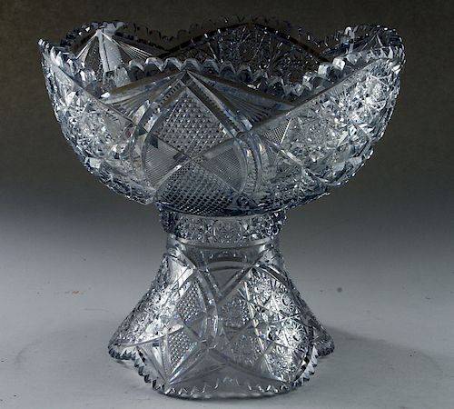 CUT CRYSTAL PUNCH BOWL ON STAND