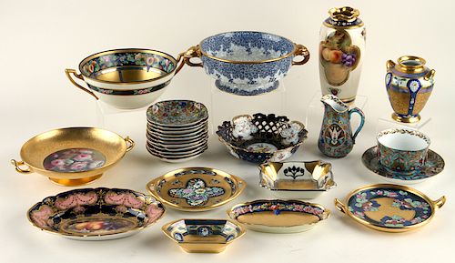 26 PIECES OF HAND PAINTED PORCELAIN