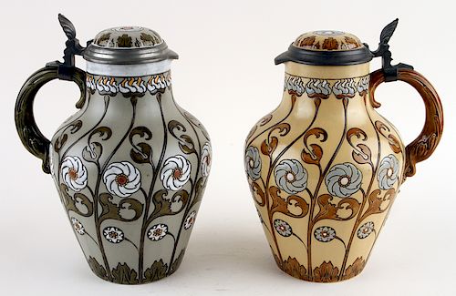 TWO GERMAN METTLACH BEER STEINS 38b473