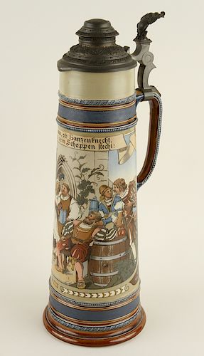 GERMAN METTLACH LIDDED BEER STEIN