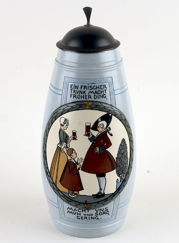 GERMAN METTLACH LIDDED BEER STEIN