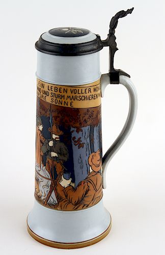 GERMAN METTLACH LIDDED BEER STEIN 38b48e