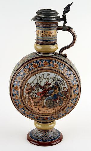 GERMAN METTLACH LIDDED BEER STEIN 38b498