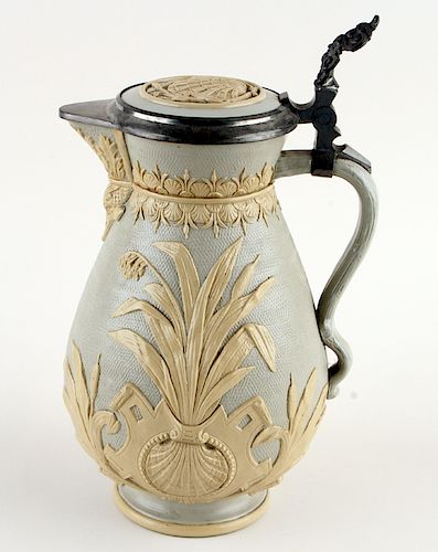 GERMAN METTLACH LIDDED BEER STEIN 38b49c