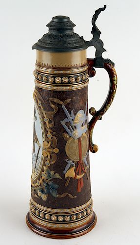 GERMAN METTLACH BEER STEIN #1562 TRUMPETER