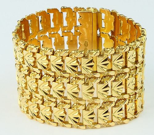 ESTATE 18KT Y GOLD WIDE BAND RETICULATED 38b598