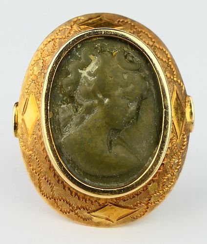 VICTORIAN 14KT Y GOLD LAVA CAMEO 38b5ac