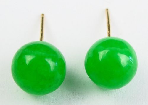 PR 14K YG CHINESE GREEN JADEITE