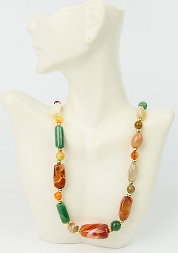 CHINESE HARDSTONE & 14KT Y GOLD