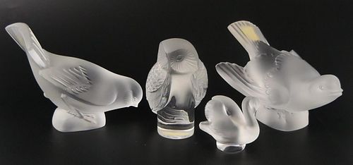 4 PCS LALIQUE FRANCE CRYSTAL BIRDS 38b6b0