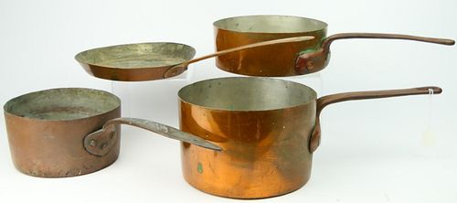 LOT OF 4 VINTAGE COPPER POTS 38b73f