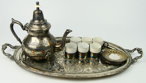 VINTAGE MORROCAN SLIVER PLATED TEA SET