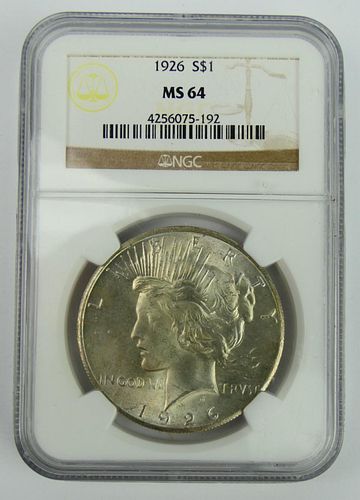 1926 GRADED MS64 U.S. PEACE SILVER