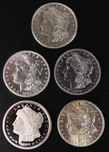 5 PCS 1879 1921 MORGAN SILVER DOLLARS 5  38b74f