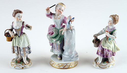 LOT OF 3 ANTIQUE MEISSEN PORCELAIN