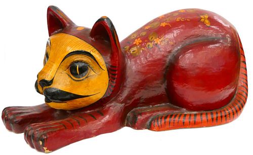 LARGE PAPIER MACHE CAT MANNER OF