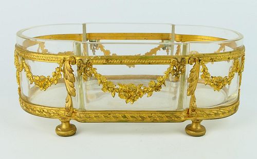 FRENCH GLASS GOLD ORMOLU BOWLFRENCH