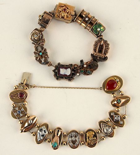 2 VICTORIAN ERA 14K BRACELETS C.1900