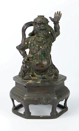 MING CHINESE BRONZE JEWELED KNEELING 38b82b