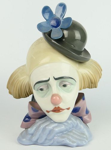 LARGE LLADRO CLOWN HEAD 10 1/2"In