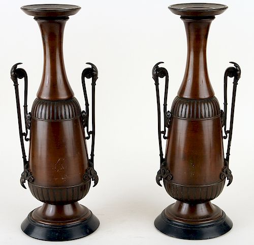 PAIR LATE 19TH C. PATINATED BRONZE