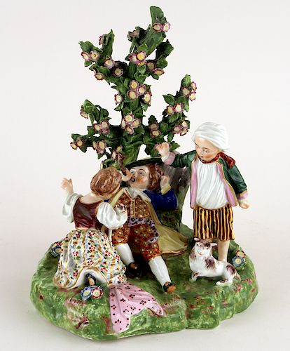 PORCELAIN FIGURAL GROUP CHILDREN PLAYING