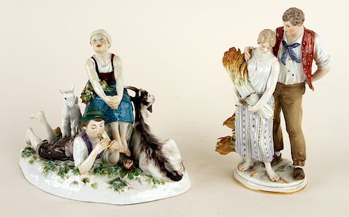 TWO PORCELAIN FIGURAL GROUPS ONE
