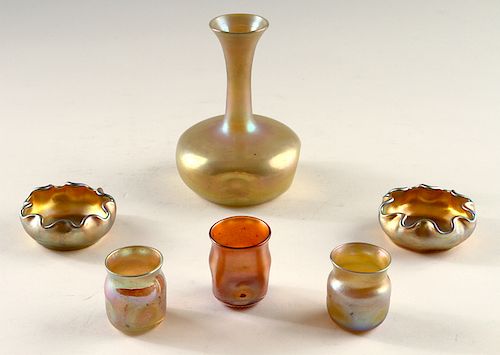 6 ART GLASS ITEMS LOUIS COMFORT