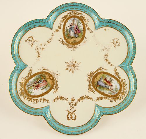 HAND PAINTED DRESDEN PORCELAIN PLATTERA