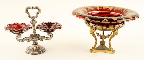 TWO 19TH C. CONTINENTAL RUBY GLASS