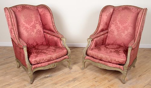 PAIR SIGNED SORMANI WING CHAIRS