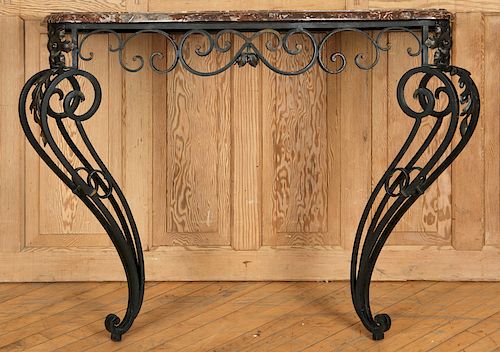 FRENCH WROUGHT IRON CONSOLE TABLE 38b9ab