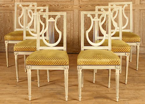 SET 6 LOUIS XVI STYLE UPHOLSTERED 38b9a4