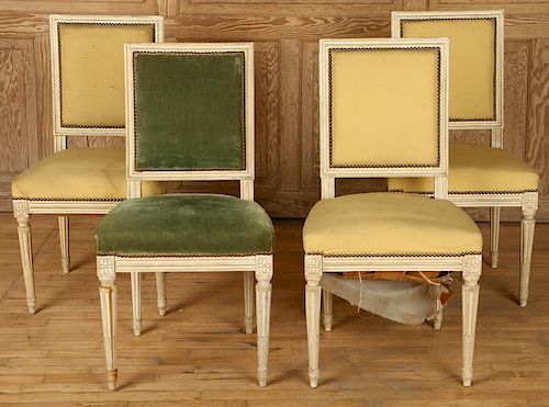 FOUR FRENCH LOUIS XVI PAINTED DINING 38b9a7