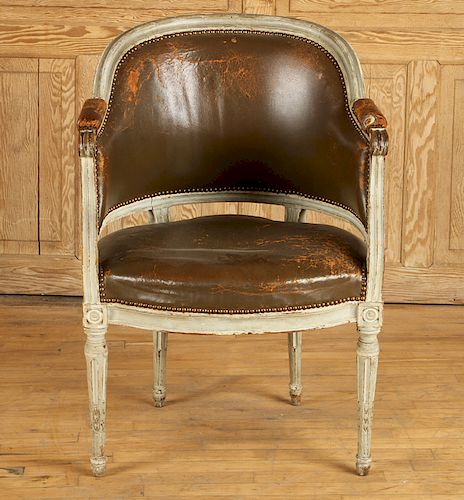 FRENCH LOUIS XVI GREY PAINTED LEATHER 38b9b2