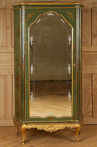 ITALIAN PAINTED GILT ARMOIRE ETCHED 38b9b4