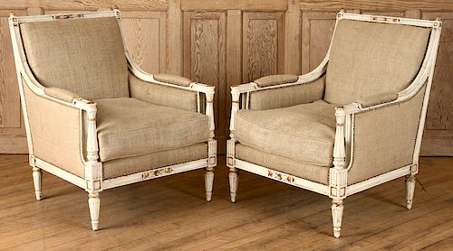 PAIR FRENCH BERGERE CHAIRS MANNER