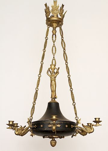 FRENCH EMPIRE SIX LIGHT CHANDELIER