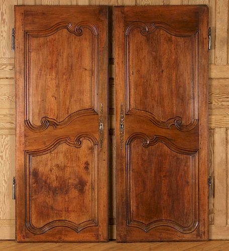 PAIR OF CARVED FRENCH WALNUT DOORS 38ba09