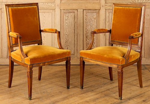 PAIR OPEN ARMCHAIRS MANNER OF JEAN-MICHEL
