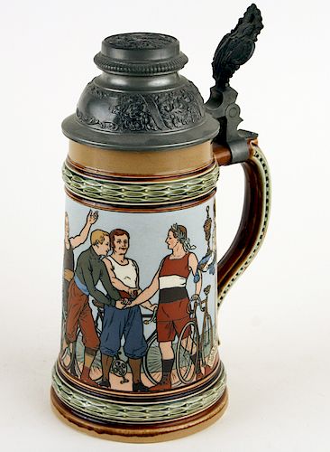 GERMAN METTLACH LIDDED BEER STEIN 38ba4c