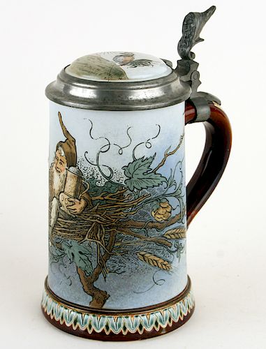 MARKED GERMAN METTLACH PORCELAIN BEER