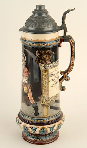 GERMAN METTLACH 2.1 LITER BEER STEIN